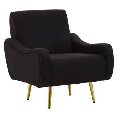 Holli Black Fabric Armchair with Gold Finish Metal Legs