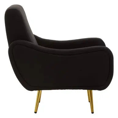 Holli Black Fabric Armchair with Gold Finish Metal Legs