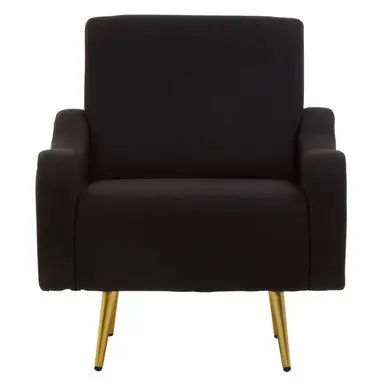 Holli Black Fabric Armchair with Gold Finish Metal Legs