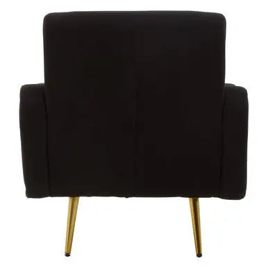 Holli Black Fabric Armchair with Gold Finish Metal Legs