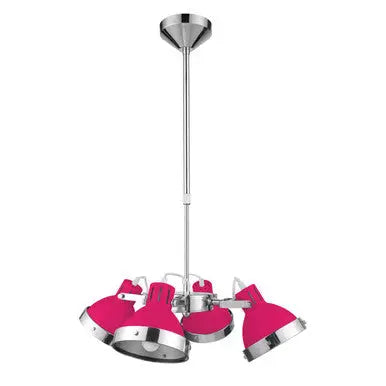 Hot Pink and Chrome 4 Shade Pendant Light | Jasper