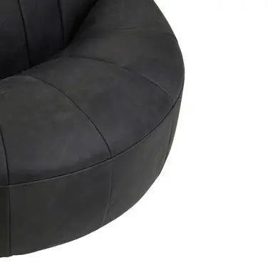 Hoxton Antique Black Leather Cocoon Chair