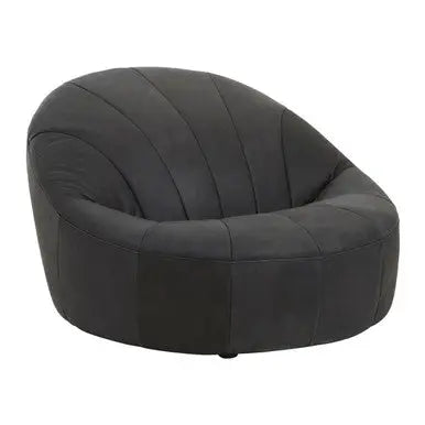 Hoxton Antique Black Leather Cocoon Chair