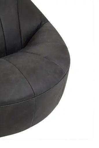 Hoxton Antique Black Leather Cocoon Chair