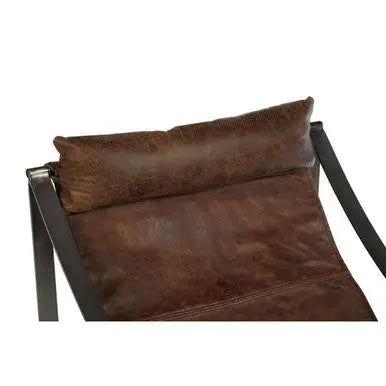 Hoxton Brown Leather Sling Chair with Iron Sledge Base
