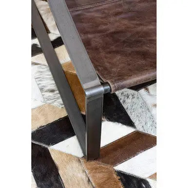 Hoxton Brown Leather Sling Chair with Iron Sledge Base
