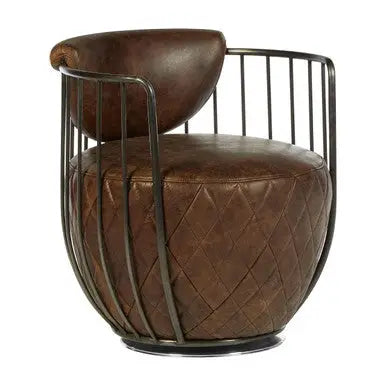 Hoxton Brown Leather Swivel Tub Chair