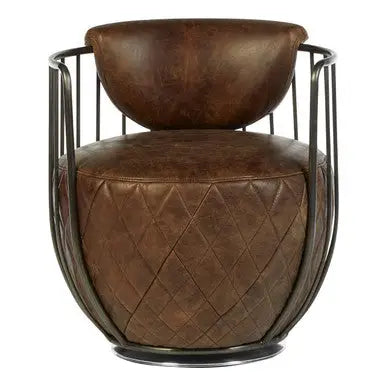Hoxton Brown Leather Swivel Tub Chair