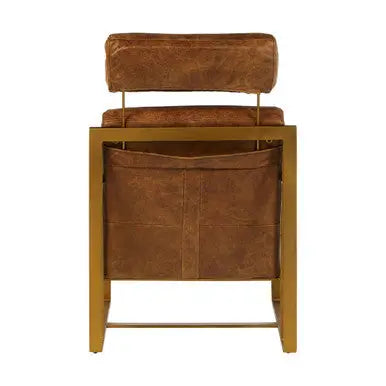 Hoxton Light Brown Leather Lounge Chair With Iron Frame