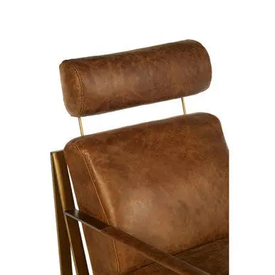 Hoxton Light Brown Leather Lounge Chair With Iron Frame