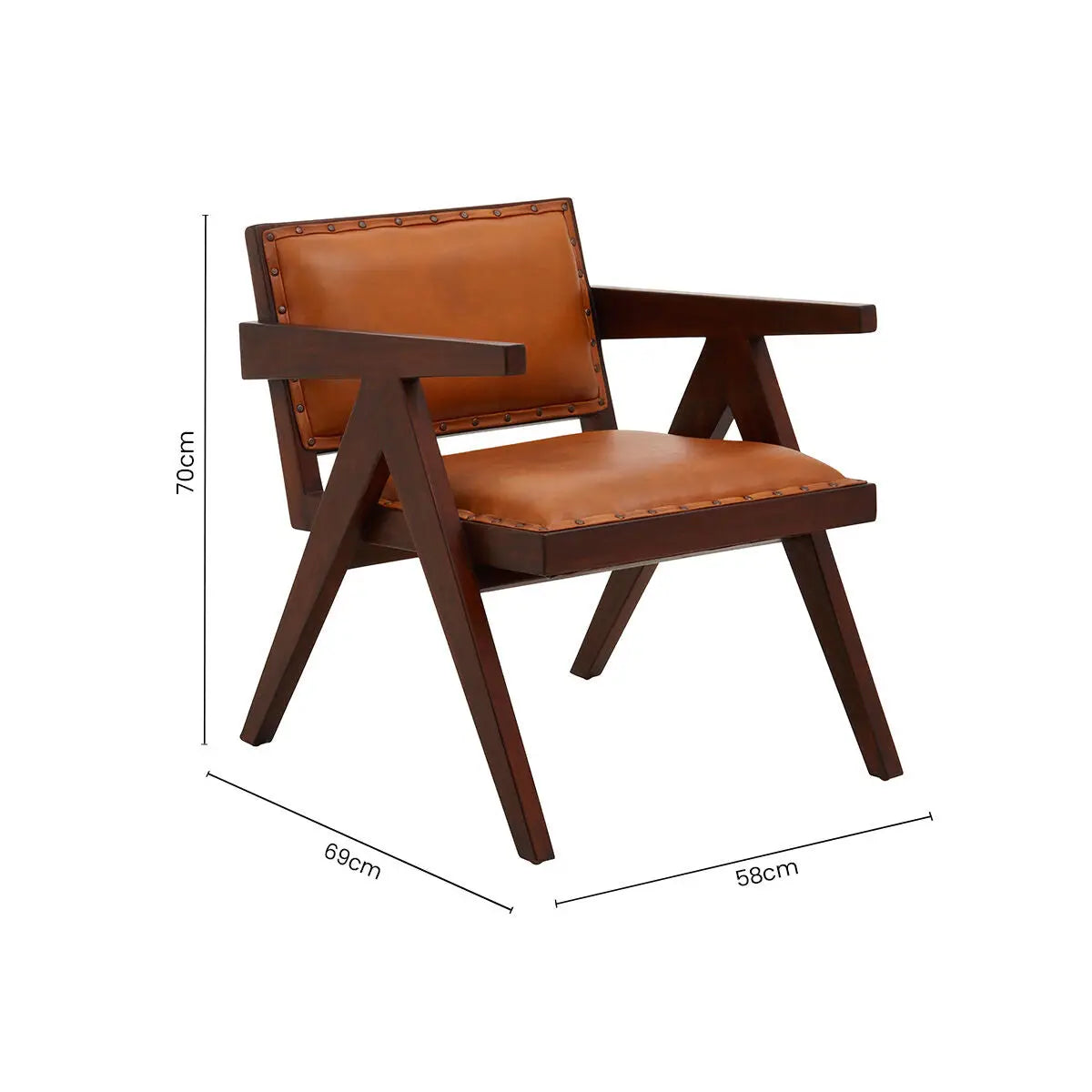 Inca Tan Leather and Teak Frame Dining Chair