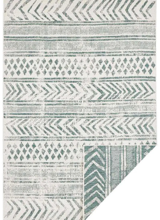Indoor-Outdoor Reversible Geometric Green Rug