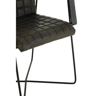 Iron and Grey Leather Weave Chair | Buffalo