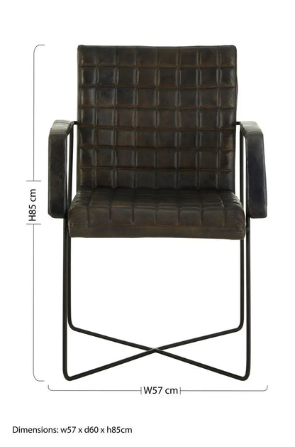 Iron and Grey Leather Weave Chair | Buffalo