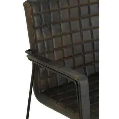 Iron and Grey Leather Weave Chair | Buffalo