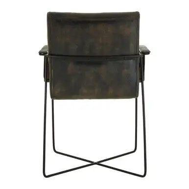 Iron and Grey Leather Weave Chair | Buffalo