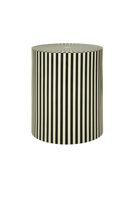 Ivory and Black Resin Table and Stool | Hassa