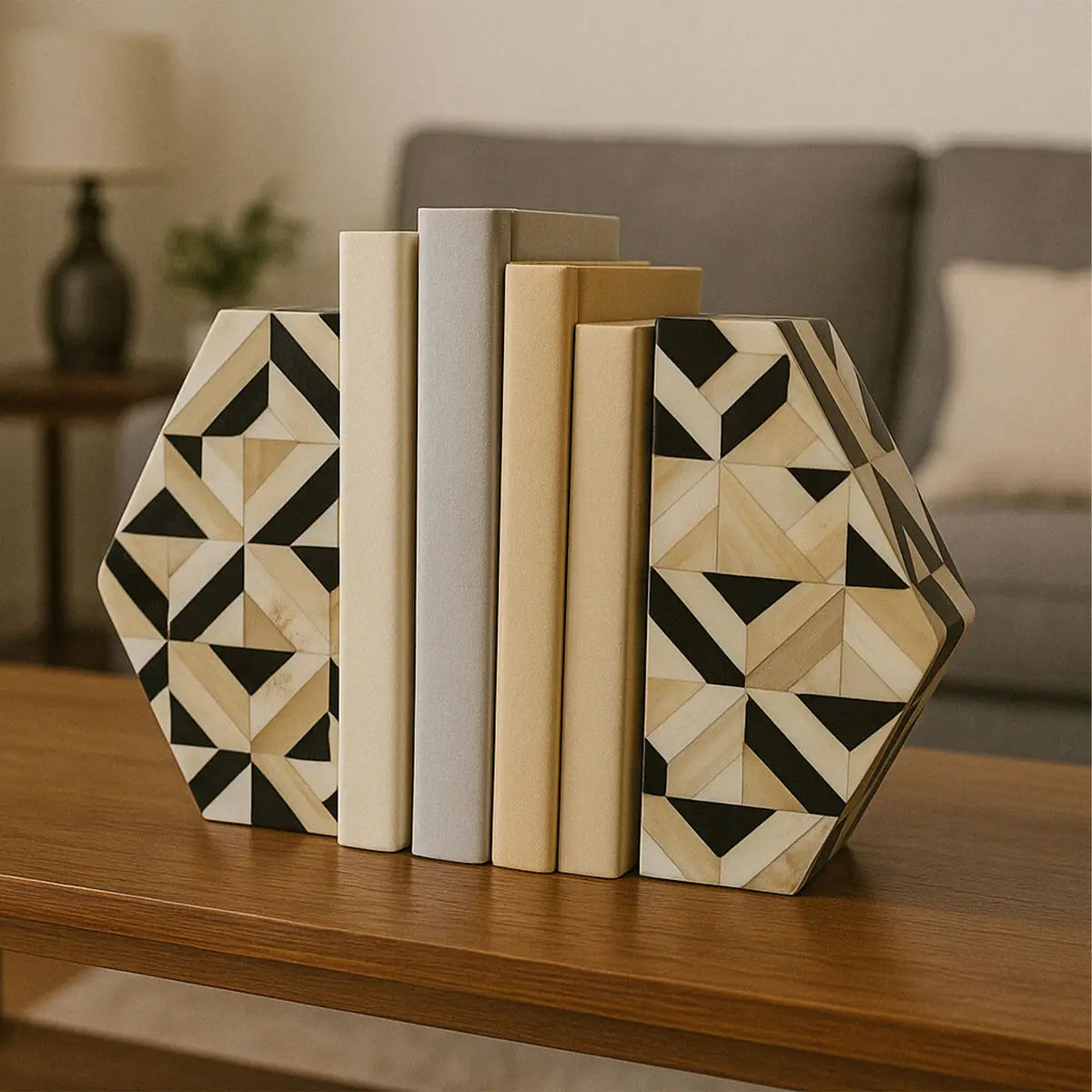 Ivory and Black Set of 2 Bookends | Harlo