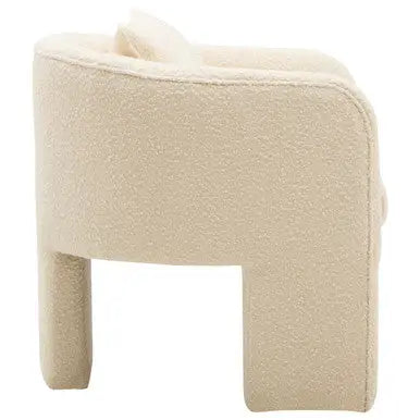 Ivory Boucle Curved Armchair | Ozzero