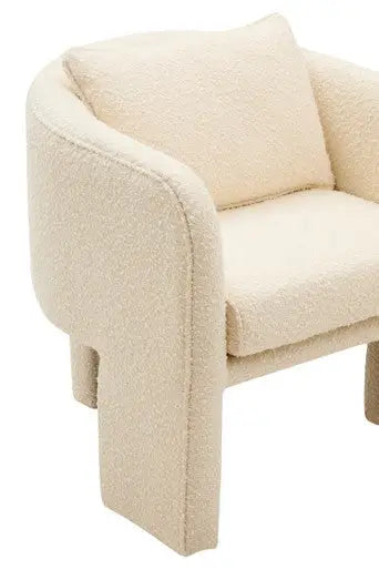 Ivory Boucle Curved Armchair | Ozzero