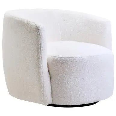 Ivory Boucle Effect Curved Lounge Chair with Swivel Base | Montreal
