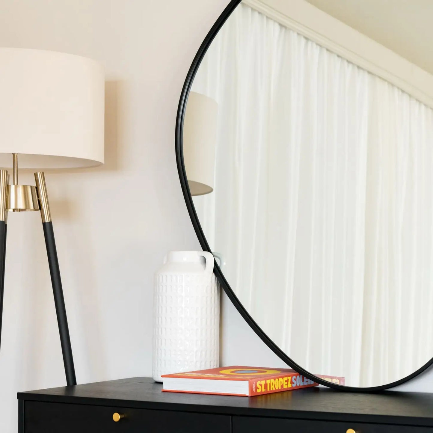 Izumi - Black Metal Irregular Pebble Mirror - 120cm x 90cm
