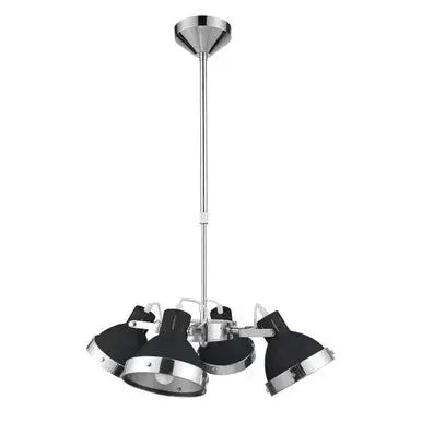 Jasper Black Shade and Chrome 4 Light Pendant Light