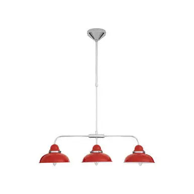 Jasper Red And Chrome 3 Light Pendant Light