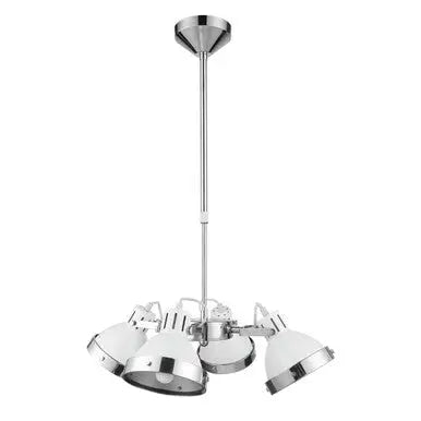 Jasper White Shade and Chrome 4 Light Pendant Light