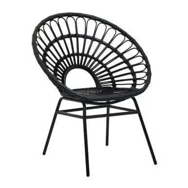 Java Black Natural Rattan Flared Back Chair