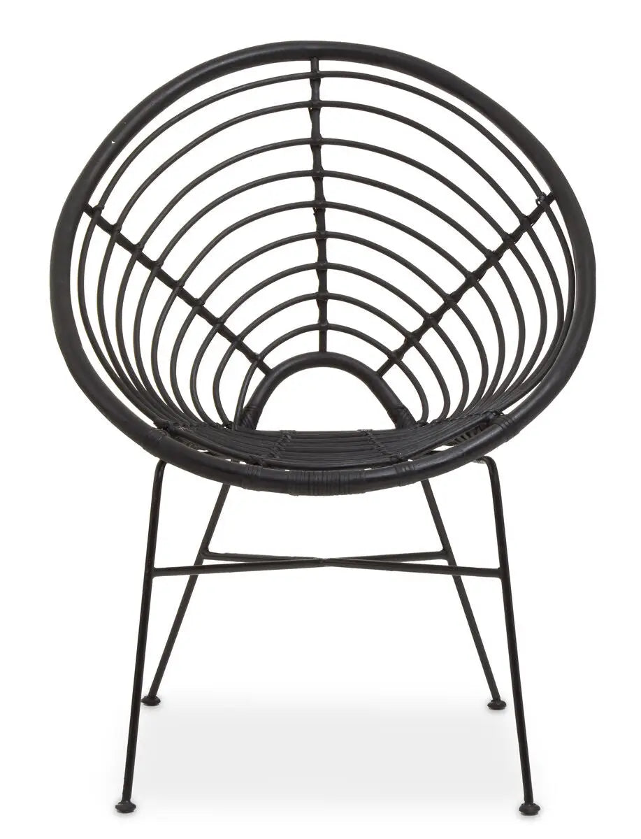 Java Black Natural Rattan Round Chair