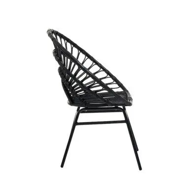 Java Black Rattan Flared Back Chair