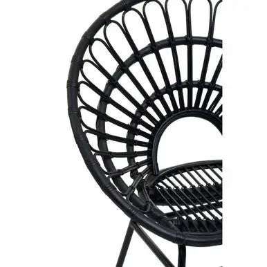 Java Black Rattan Flared Back Chair