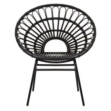 Java Black Rattan Flared Back Chair