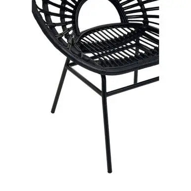 Java Black Rattan Flared Back Chair
