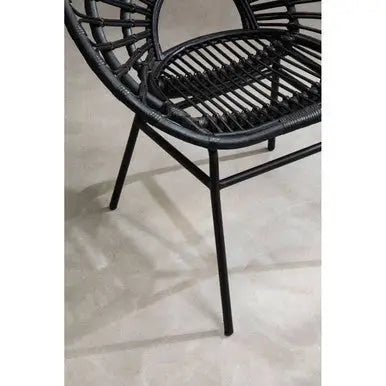 Java Black Rattan Flared Back Chair