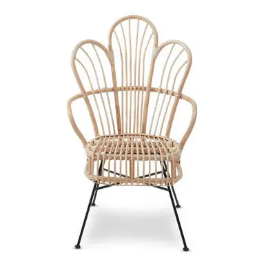 Java Natural Rattan And Black Metal Back Chair