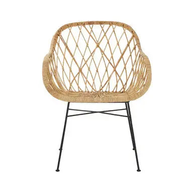 Java Natural Rattan Chair with Lattice Design