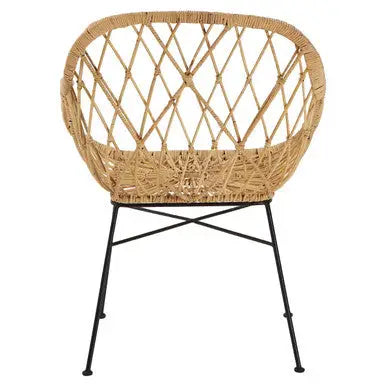 Java Natural Rattan Chair with Lattice Design