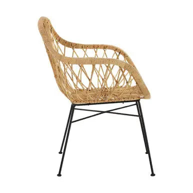 Java Natural Rattan Chair with Lattice Design