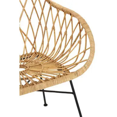 Java Natural Rattan Chair with Lattice Design