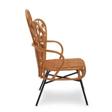 Java Natural Rattan Scalloped Back Chair
