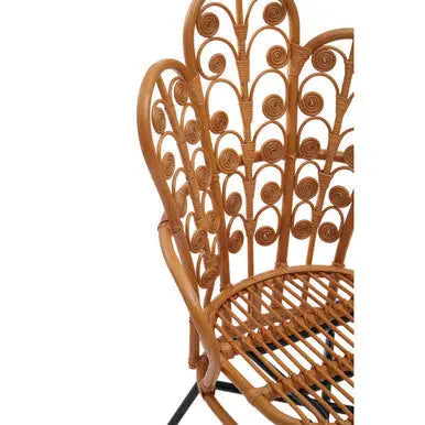 Java Natural Rattan Scalloped Back Chair