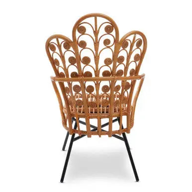 Java Natural Rattan Scalloped Back Chair