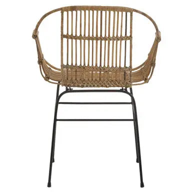Java Natural Rattan With Black Metal Armchair