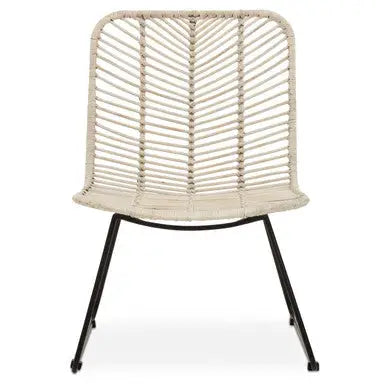 Java White Rattan Chair with Black Finish Legs