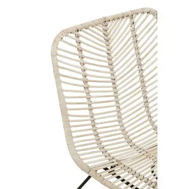 Java White Rattan Chair with Black Finish Legs