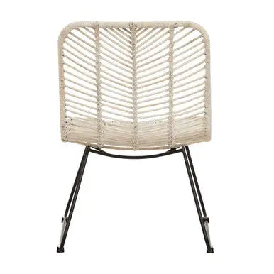 Java White Rattan Chair with Black Finish Legs