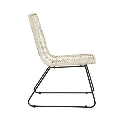 Java White Rattan Chair with Black Finish Legs