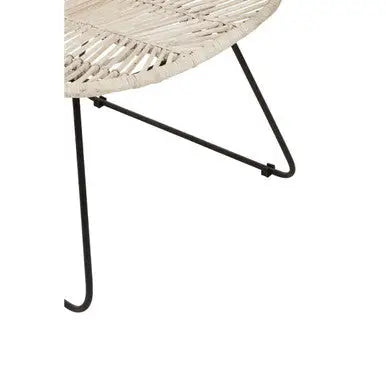 Java White Rattan Chair with Black Finish Legs